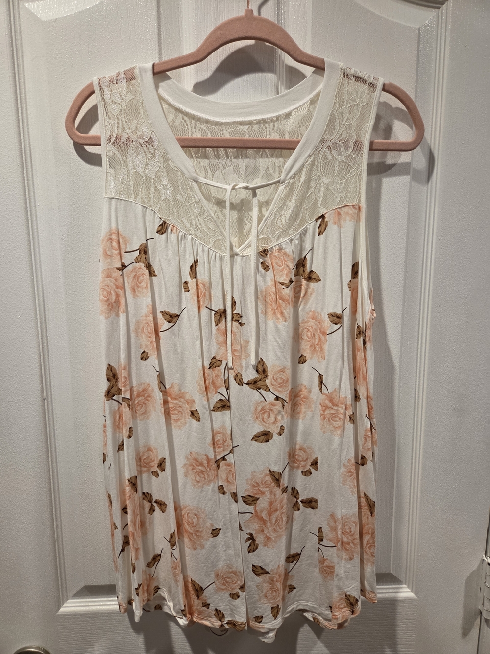 torrid Cream Knit Top with Peach Floral Accents
